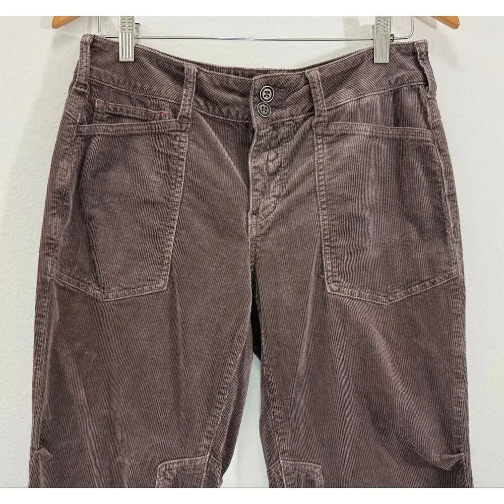 Pilcro Anthropologie The Wanderer Corduroy Cargo Pants Brown Womens Size 29
